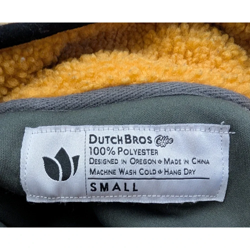 Dutch Bros sz S men's Fleece Pullover Sherpa Jacket colorful mock neck 1580